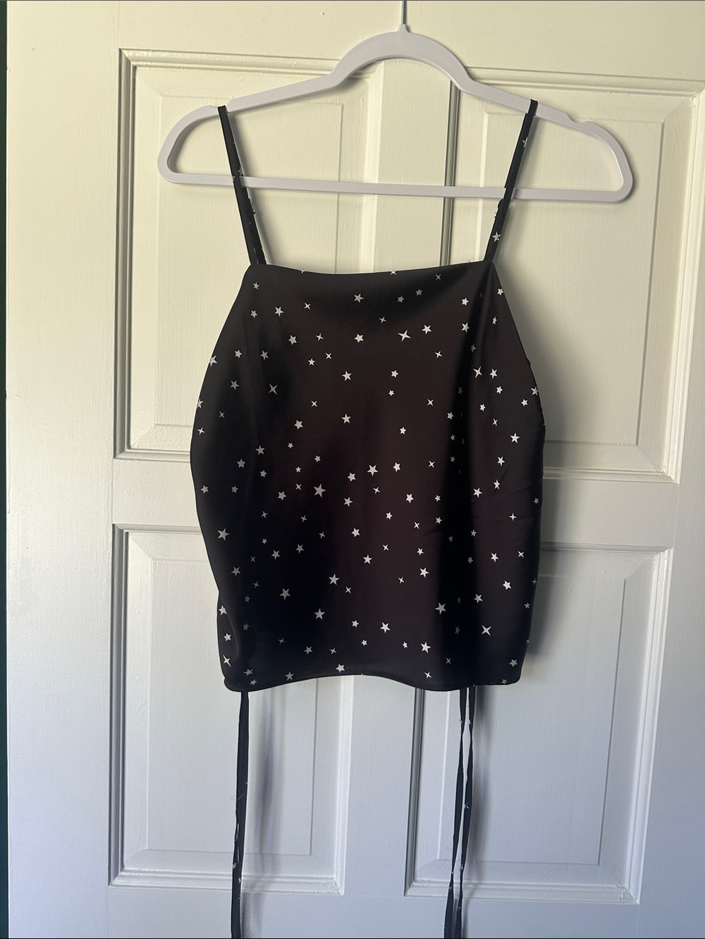 Pink Rose Black Star-Print Spaghetti Strap Cami Size Medium